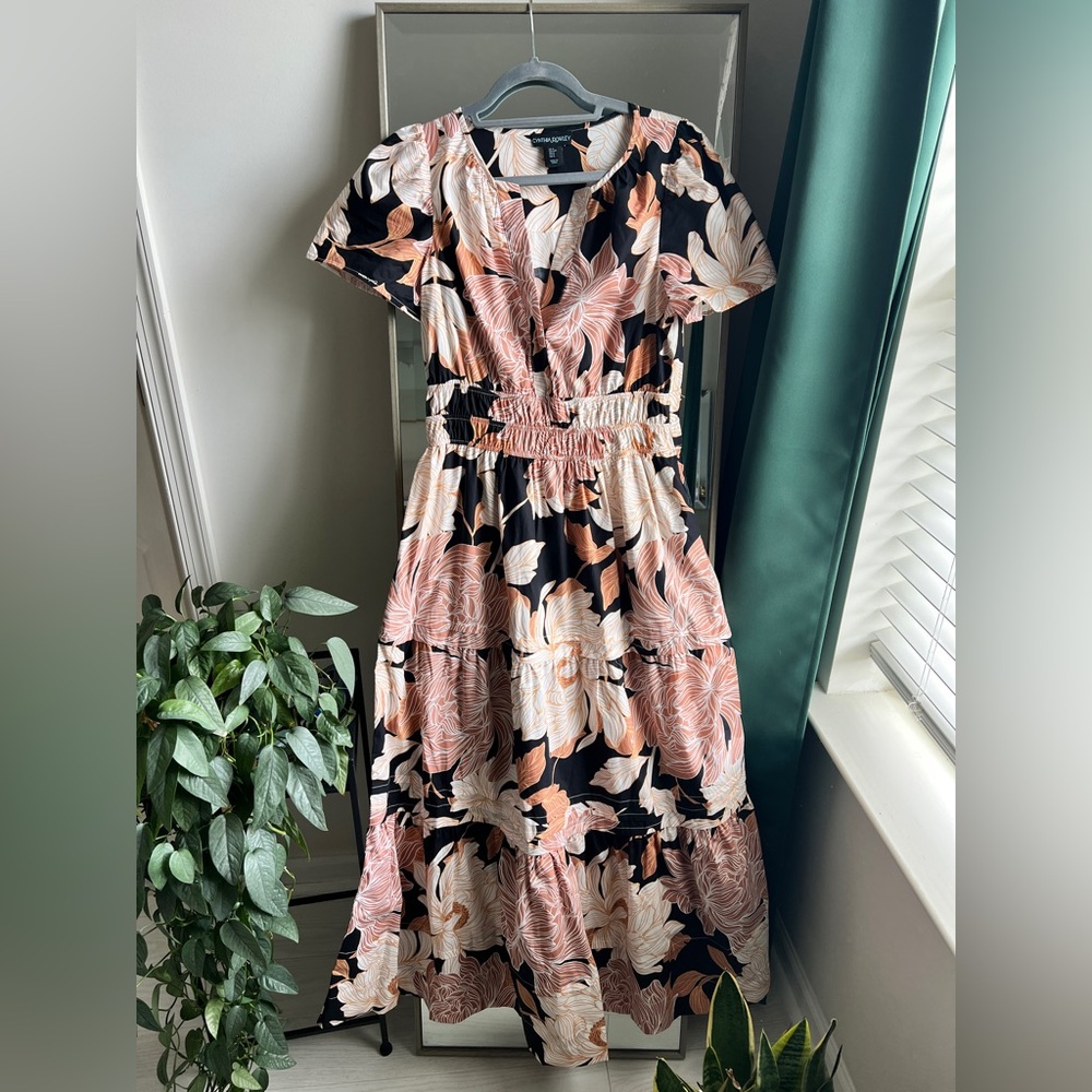 Cynthia Rowley Tiered A-Line Floral Maxi Dress Size Size Small
